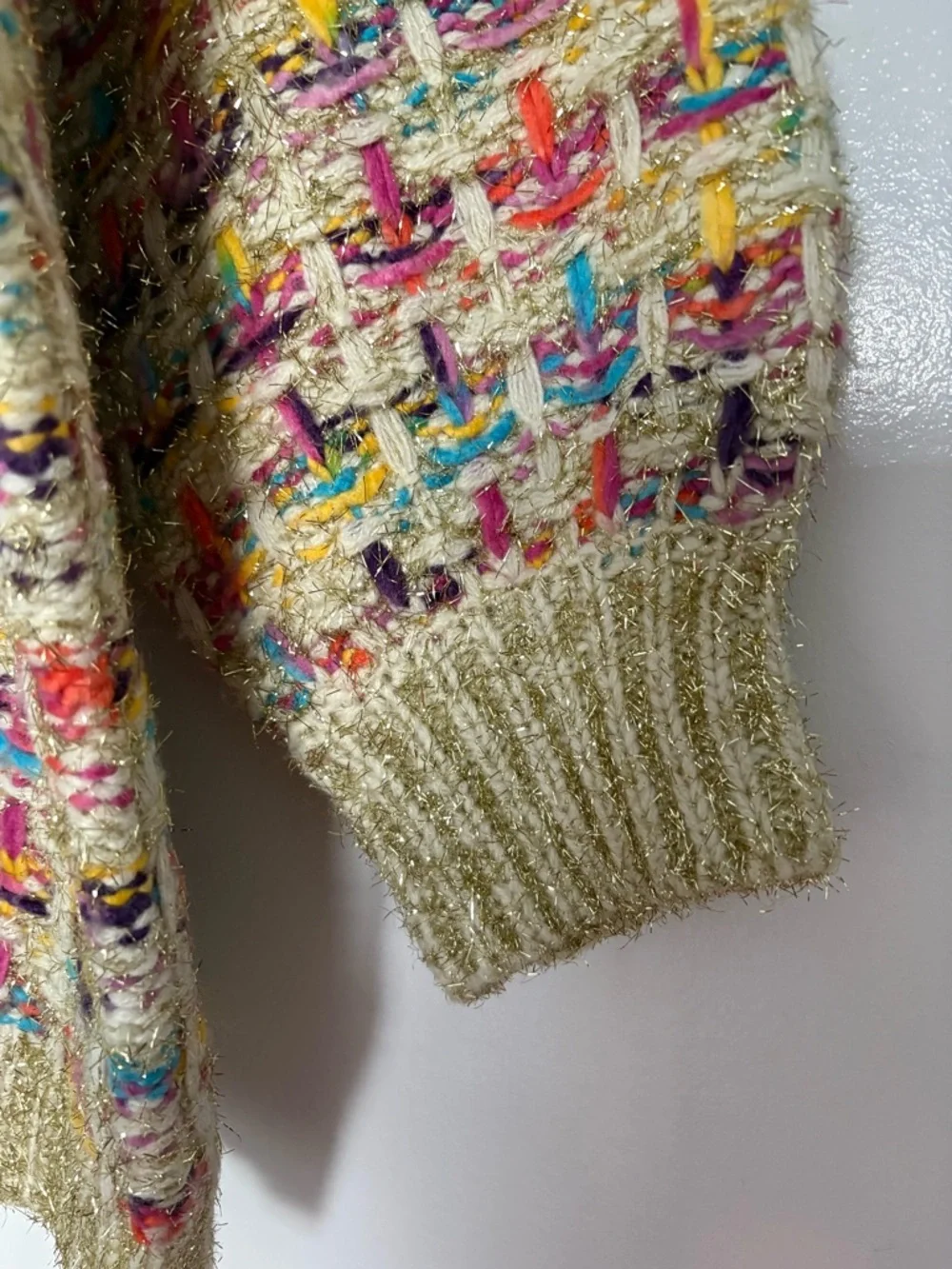 Stellah Multicolor Tweed Crewneck Sweater in Beige Base - Picture 7 of 10